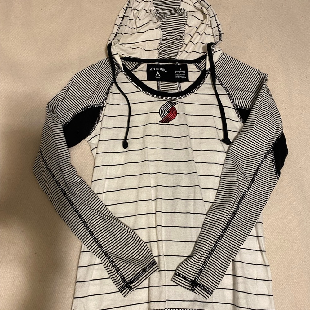 Blazers Basketball Black and White Striped Hoodie
